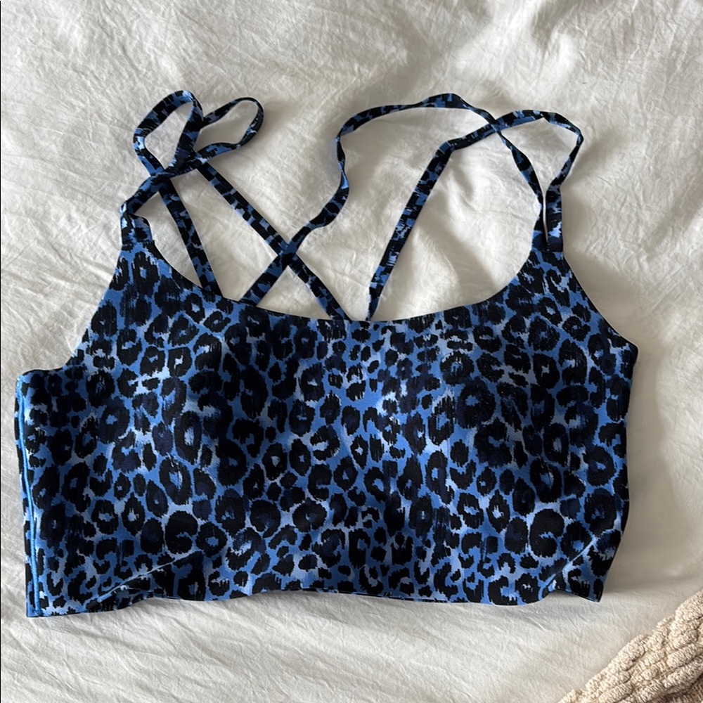 Blue Leopard Print Strappy Top